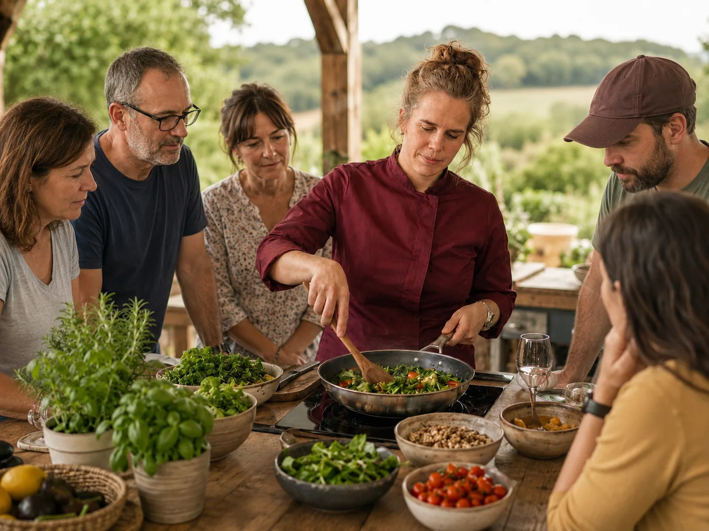 Farm-to-table cooking class with fresh organic produce at EkkoFarm near Valencia